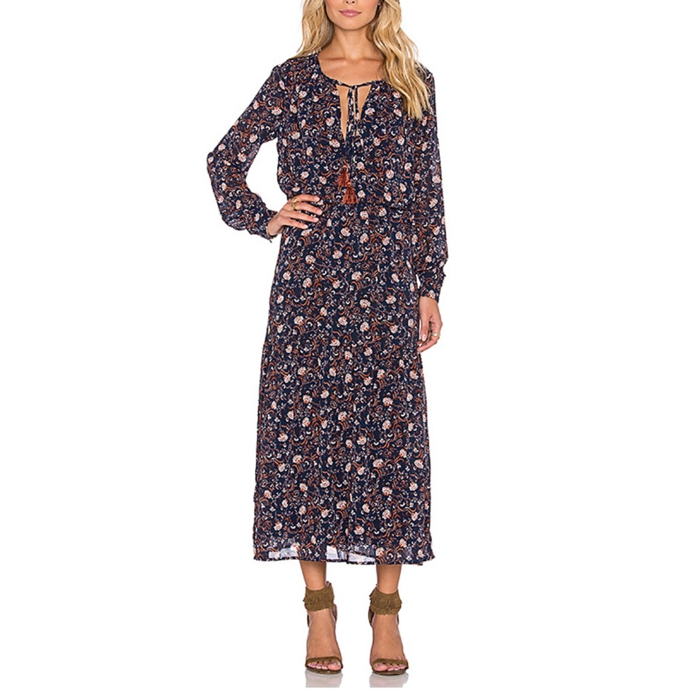 NWT Wayf  Navy Floral Long Sleeve Dress size 2 $ 220